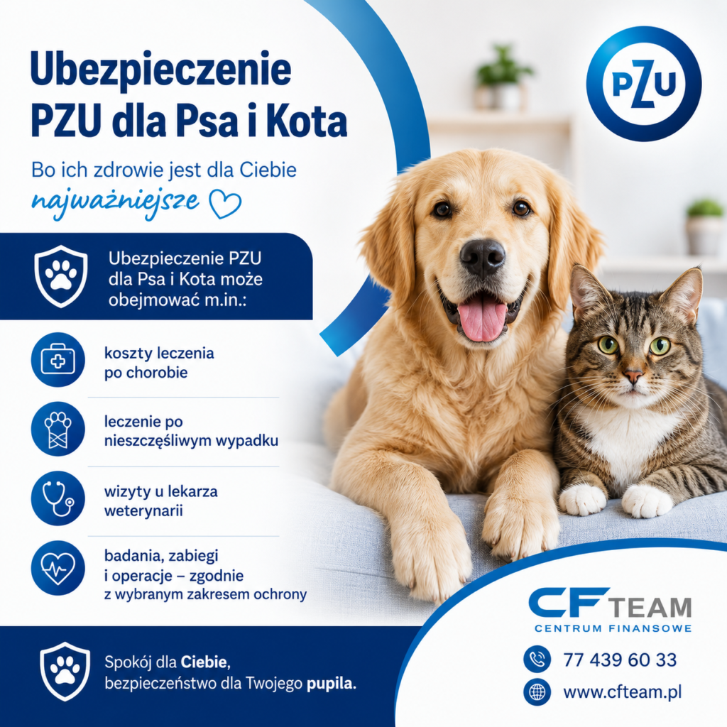 Ubezpieczenie PZU dla psa i kota – ochrona kosztów leczenia, wizyt weterynaryjnych i operacji